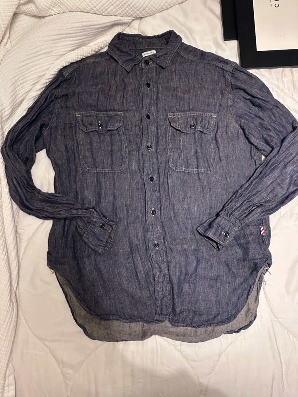 Freeman's Sporting Club Men's Washed Indigo Button-Down Casual Shirt